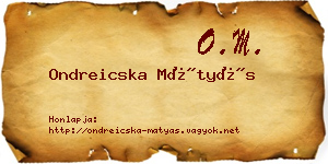 Ondreicska Mátyás névjegykártya
